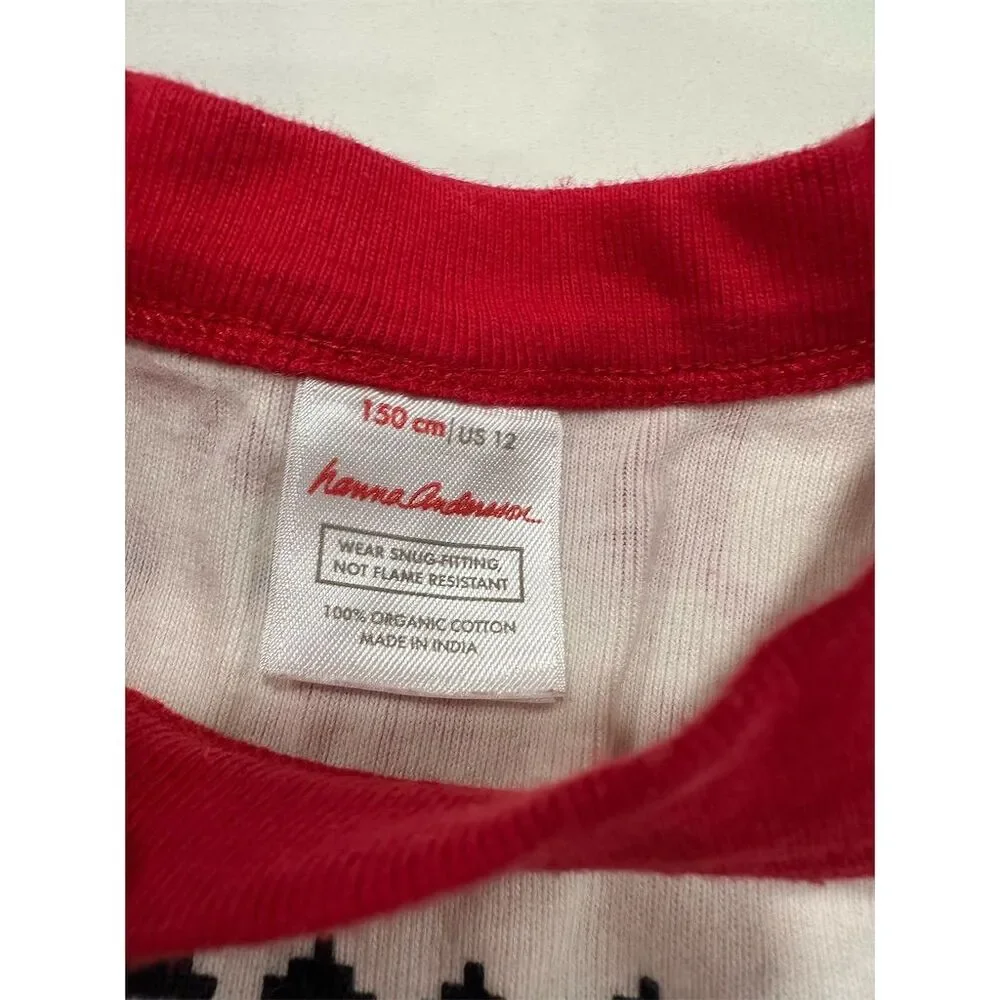 Hanna Andersson Kids Size 12 Red Christmas Pajama Set Reindeer Tree SI59 - Picture 2 of 2